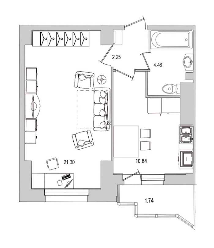 Однокомнатная квартира в : площадь 40.59 м2 , этаж: 7 – купить в Санкт-Петербурге